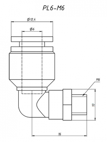 Фитинг угловой PL6-M6
