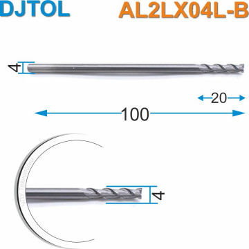 Фреза спиральная двухзаходная по цветному металлу DJTOL AL2LX04L-B