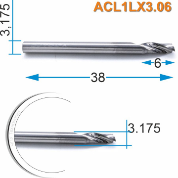 Фреза спиральная однозаходная по алюминию DJTOL ACL1LX3.06