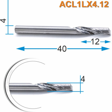 Фреза спиральная однозаходная по алюминию DJTOL ACL1LX4.12
