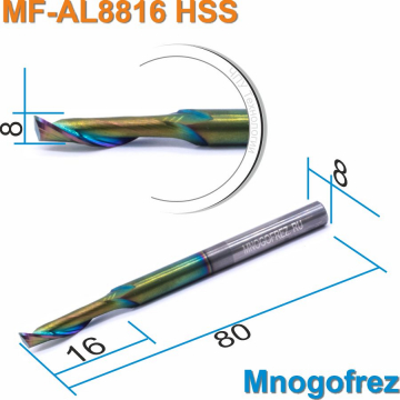 Фреза спиральная однозаходная по алюминию Mnogofrez MF-AL8816 HSS