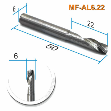 Фреза спиральная однозаходная по цветному металлу Mnogofrez MF-AL6.22