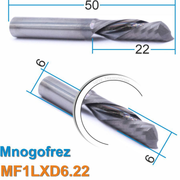 Фреза спиральная однозаходная стружка вниз MF1LXD6.22