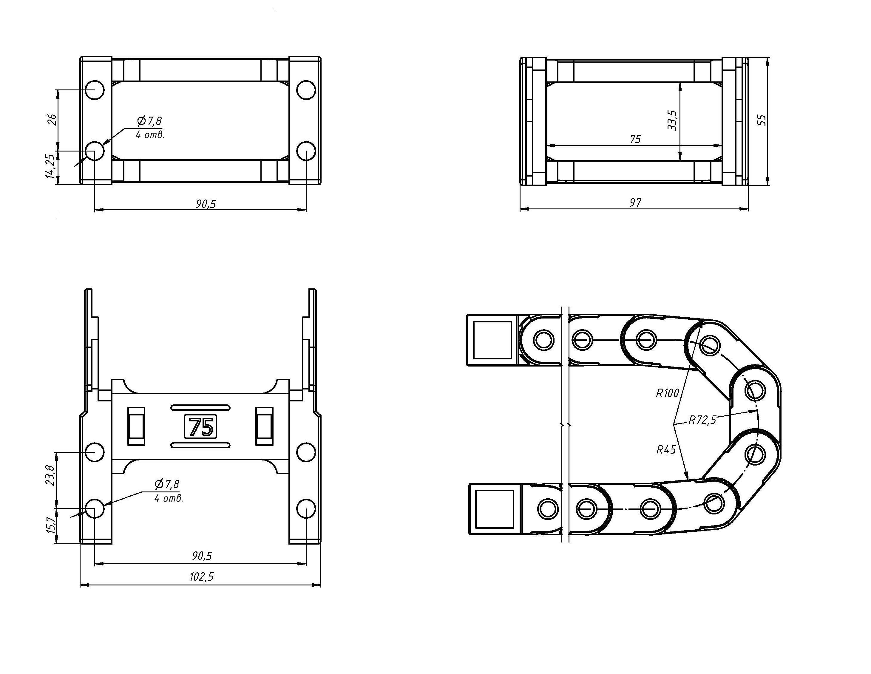 Кабель-канал гибкий TP35x75 R75