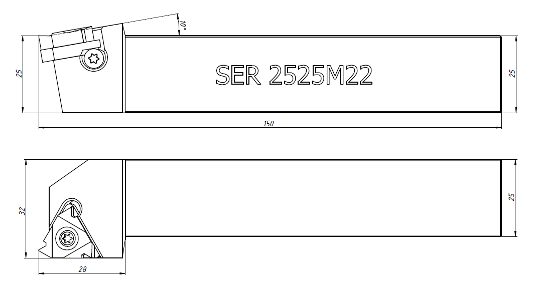 Резец резьбовой для наружной резьбы SER2525 M22 -  в интернет .