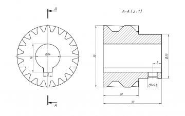 Шестерня M1.5-20-14 косозубая