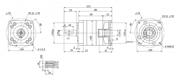 Планетарный редуктор PLF060-5-S2-P2 (5:1)