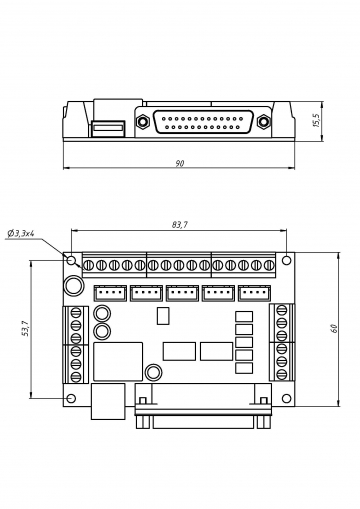 Плата LPT синяя 5 осей