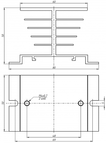 Радиатор Реле твердотельное однофазное SSR25AA