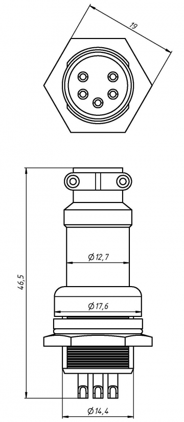 Разъём GX16M-5 (Папа)