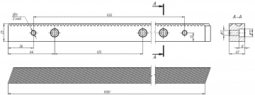 Рейка S1.5-22*25 (1м) косозубая