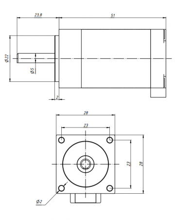 Шаговый двигатель 28HS51-0674А