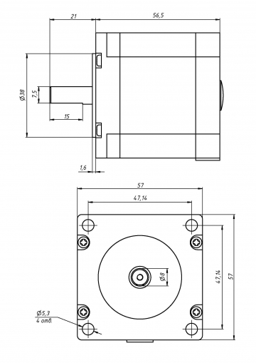Шаговый двигатель 3-х фазный 57HC56-5606