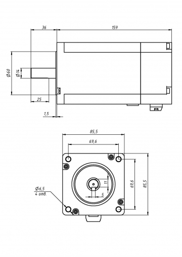 Шаговый двигатель 86HSB118-6004A14