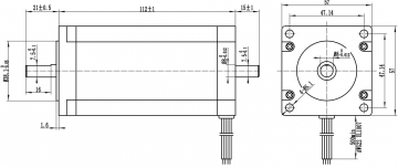 Шаговый двигатель с 2 валами 57HS112-4004B08