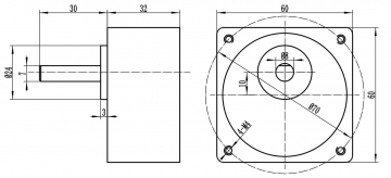 Шаговый двигатель с цилиндрическим редуктором 57HSG112-4004A (1:5)