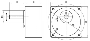 Шаговый двигатель с цилиндрическим редуктором 57HSG76-3004A08 (1:5)
