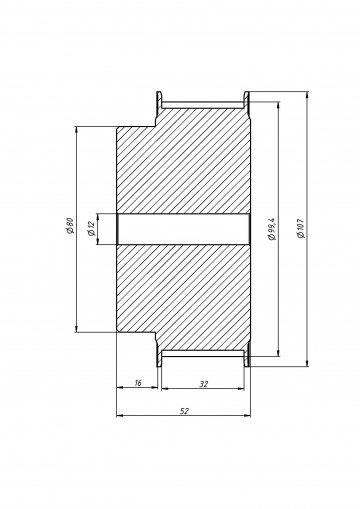 Шкив 25T-тип 32-30BF 12mm