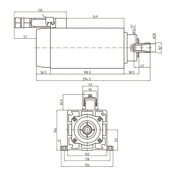 Шпиндель воздушного охлаждения GDF53-18Z/3.5