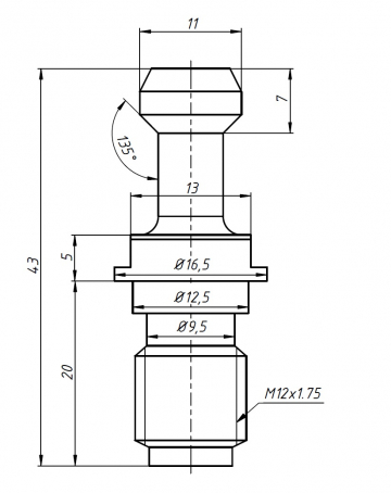 Штревель BT30-45 (М12, L1=23мм) (MAS403 BT30)