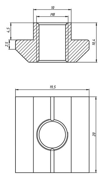 Сухарь пазовый M8-10