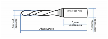 Сверло присадочное усиленное "сквозное" Mnogofrez KJ1-V4020RR правое вращение