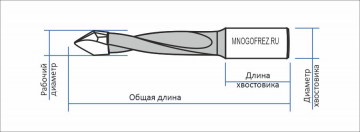 Сверло присадочное усиленное "сквозное" Mnogofrez KJ2-V80207R