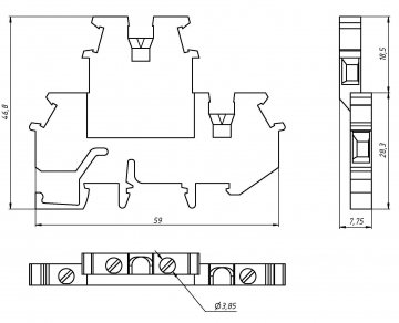 Терминальный блок MBKKB 2.5D серый двойной