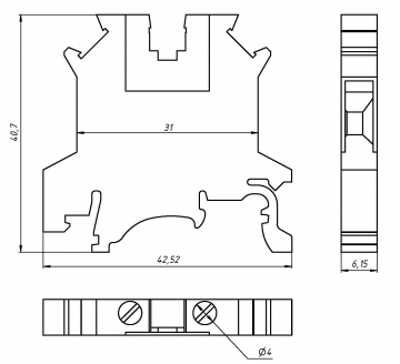 Терминальный блок UK2.5B серый