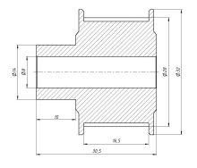 Шкив 30T-3M-15BF 8mm