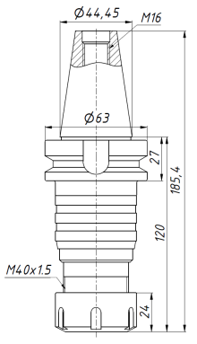 Патрон резьбонарезной для цанг ER32 BT40-TER32-120