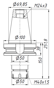 Цанговый патрон BT50-ER32-150