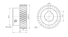 Шестерня M1.5-Z30-D19 косозубая