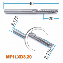 Фреза спиральная однозаходная стружка вниз MF1LXD3.20