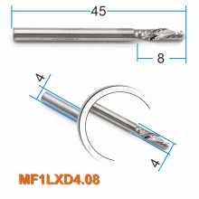 Фреза спиральная однозаходная стружка вниз MF1LXD4.08