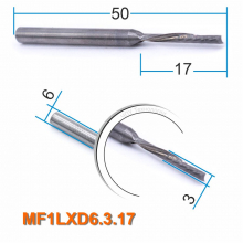 Фреза спиральная однозаходная стружка вниз MF1LXD6.3.17