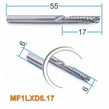 Фреза спиральная однозаходная стружка вниз MF1LXD6.17