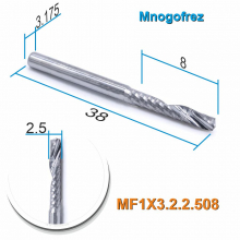 Фреза спиральная однозаходная стружка вверх MF1X3.2.508