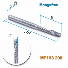 Фреза спиральная однозаходная стружка вверх MF1X3.208