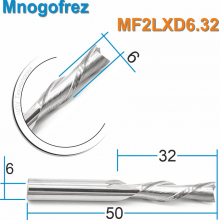 Фреза двухзаходная с удалением стружки вниз Mnogofrez MF2LXD6.32