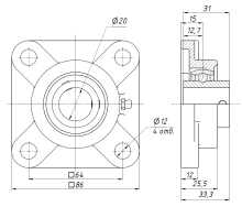 Подшипниковый узел UCF204