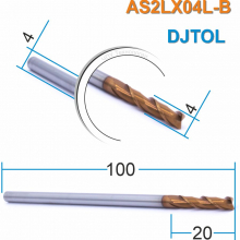 Фреза спиральная двухзаходная с покрытием AlTiN DJTOL AS2LX04L-B