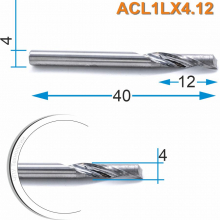 Фреза спиральная однозаходная по алюминию DJTOL ACL1LX4.12