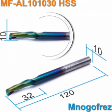 Фреза спиральная однозаходная по алюминию Mnogofrez MF-AL101030 HSS