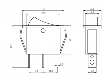 Переключатель ON-OFF KCD3-102/N (зелёный)