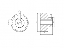 Шестерня косозубая M2-Z25-14 фланец 15мм