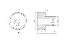Шестерня косозубая M2-Z25-14 фланец 35мм