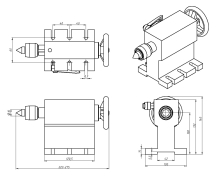 Поворотная ось CL100-10-100B 100мм патрон 4кл. цилиндрический редуктор