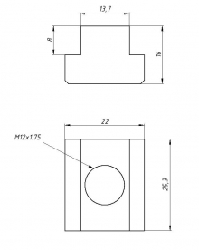 Сухарь для станочных пазов M12 13,7*22*16