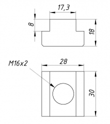 Сухарь для станочных пазов M16 17,3*28*18